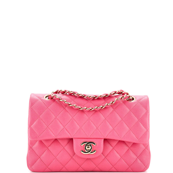 Chanel Classic Small Double Flap 20S Pink Quilted Caviar with light gold  hardware