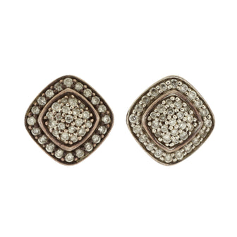 David Yurman Petite Albion Stud Earrings Sterling Silver with Pave Diamonds 5mm
