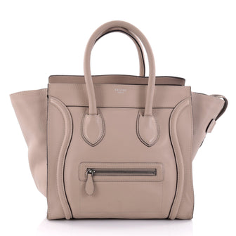 Celine Luggage Handbag Grainy Leather Mini Neutral 2452701