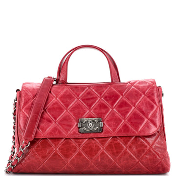 Chanel Convertible Boy Satchel Quilted Glazed Calfskin Large