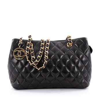 Chanel Vintage CC Charm Tote Quilted Lambskin Medium Black 2453001
