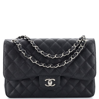 Chanel Classic Double Flap Bag Quilted Caviar Jumbo