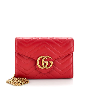 Gucci GG Marmont Chain Wallet Matelasse Leather Mini