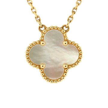 Van Cleef & Arpels Vintage Alhambra Pendant Necklace 18K Yellow Gold and Mother of Pearl
