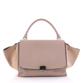 Celine Trapeze Handbag Leather Medium Brown 2453601