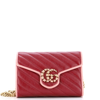 Gucci GG Marmont Chain Wallet Diagonal Quilted Leather Mini