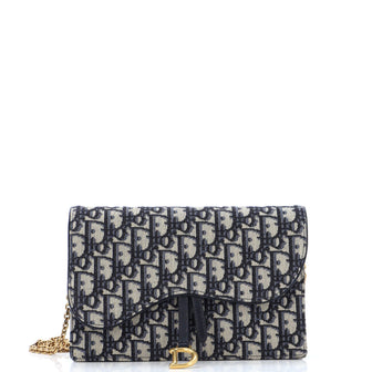 Christian Dior Saddle Chain Clutch Oblique Canvas