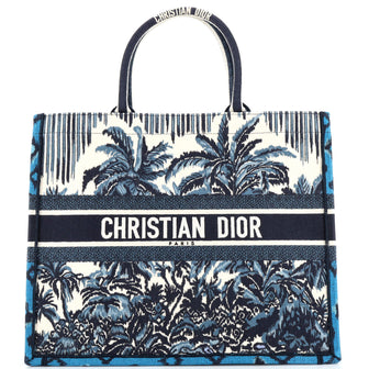 Christian Dior Book Tote Embroidered Canvas Large