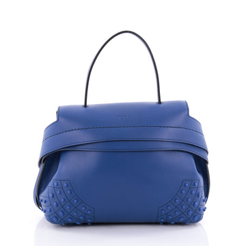 Tod's Studded Convertible Wave Bag Leather Mini Blue 2453901