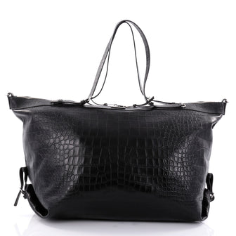Saint Laurent ID Convertible Bag Crocodile Embossed Black 2454002