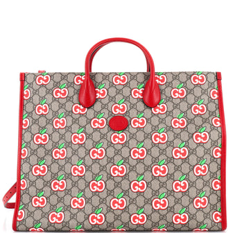 Gucci Convertible Open Tote Apple GG Coated Canvas Large