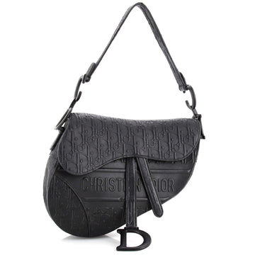 Christian Dior Saddle Handbag Oblique Embossed Calfskin Medium