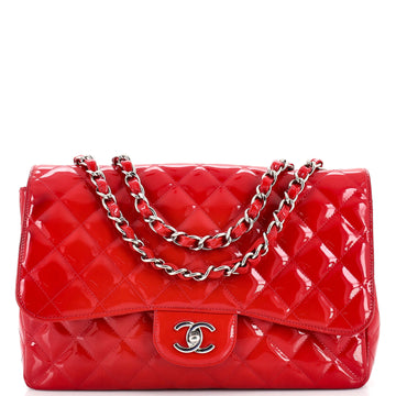 Chanel Vintage Classic Single Flap Bag Quilted Patent Jumbo