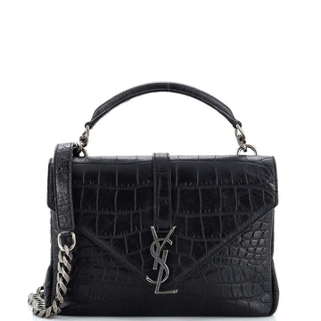 Saint Laurent Classic Monogram College Bag Crocodile Embossed Leather Medium
