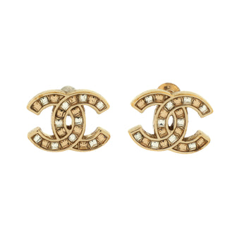 Chanel CC Stud Earrings Metal with Crystals