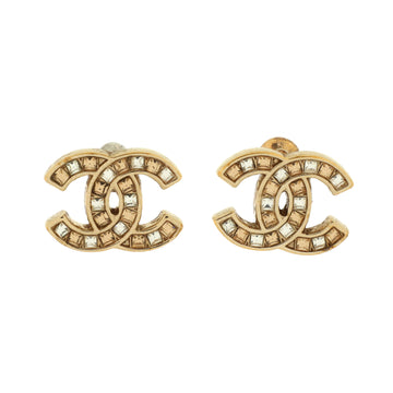 Chanel CC Stud Earrings Metal with Crystals
