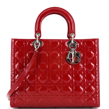 Christian Dior Lady Dior Bag Cannage Quilt Patent Large