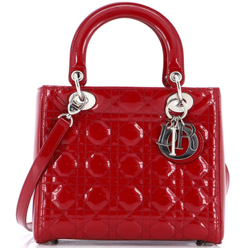 Christian Dior Lady Dior Bag Cannage Quilt Patent Medium
