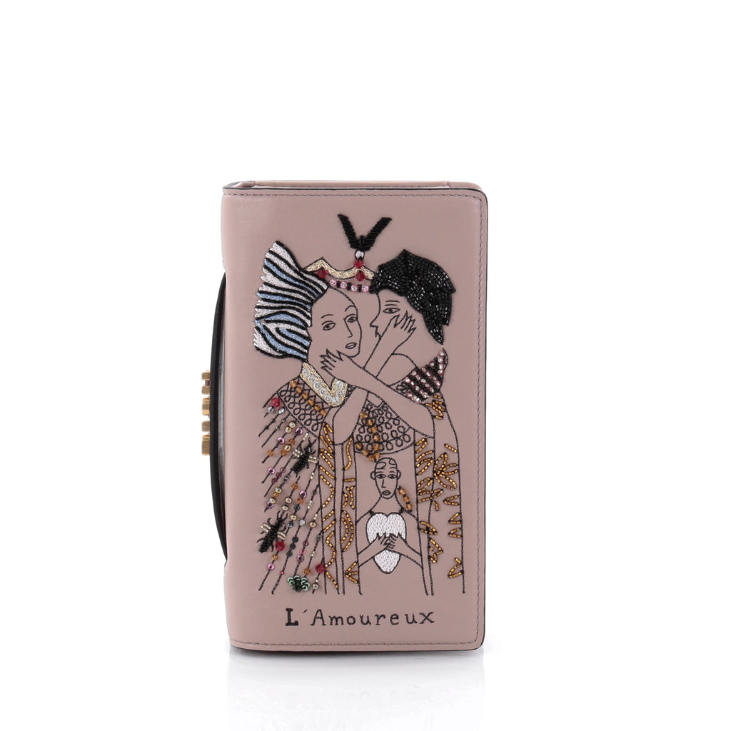 Christian Dior Tarot Pouch Embroidered Leather 24569