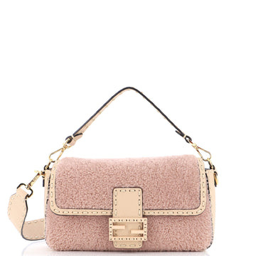 Fendi Baguette NM Bag Shearling with Stitched Leather Medium