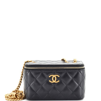 Chanel Pearl Crush Vanity Case with Chain Quilted Lambskin Small