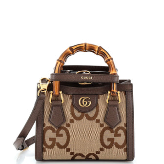 Gucci Diana NM Bamboo Handle Tote Jumbo GG Canvas Mini
