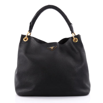Prada Rolled Hobo Vitello Daino Large Black 2457901