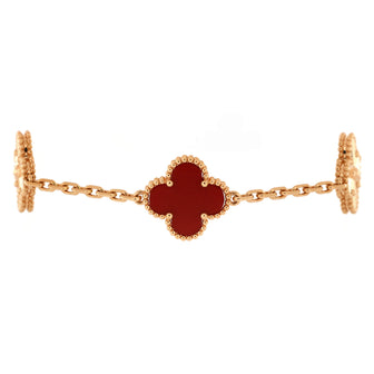 Vintage Alhambra bracelet, 5 motifs 18K rose gold, Carnelian - Van Cleef &  Arpels