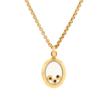 Chopard Happy Diamonds 3 Diamonds Oval Icons Pendant Necklace 18K Yellow Gold with Floating Diamonds