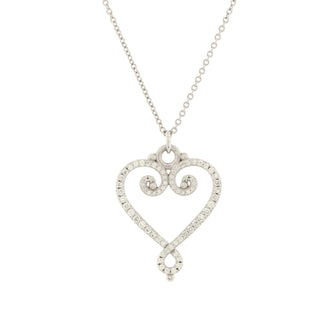Tiffany & Co. Paloma Picasso Venezia Heart Pendant Necklace 18K White Gold with Pave Diamonds