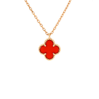 Van Cleef & Arpels Sweet Alhambra Pendant Necklace 18K Rose Gold and Carnelian