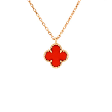 Van Cleef & Arpels Sweet Alhambra Pendant Necklace 18K Rose Gold and Carnelian