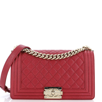 Chanel Boy Flap Bag Quilted Caviar Old Medium