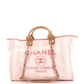 Chanel Deauville Tote Striped Mixed Fibers Medium