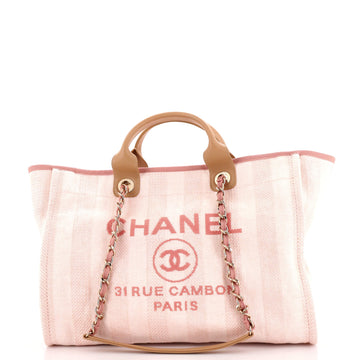 Chanel Deauville Tote Striped Mixed Fibers Medium