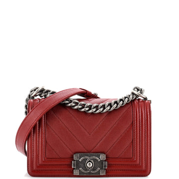 Chanel Boy Flap Bag Chevron Caviar Small