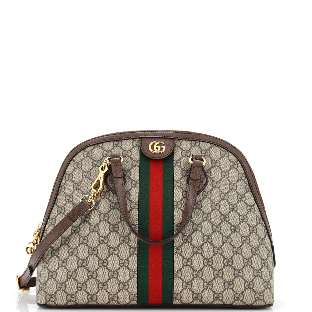 Gucci Ophidia Dome Top Handle Bag GG Coated Canvas Medium Brown