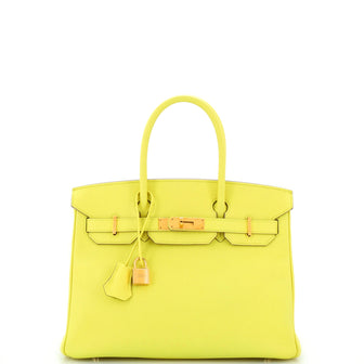 Hermes Birkin Handbag Yellow Epsom with Gold Hardware 30