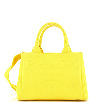 Prada Embossed Logo Canapa Convertible Tote Canvas Mini
