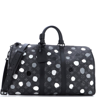 Louis Vuitton Keepall Bandouliere Bag Yayoi Kusama Painted Dots Monogram Eclipse Canvas 55