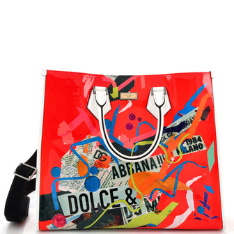 Dolce & Gabbana Abstract Convertible Open Tote Printed Polyurethane and Leather