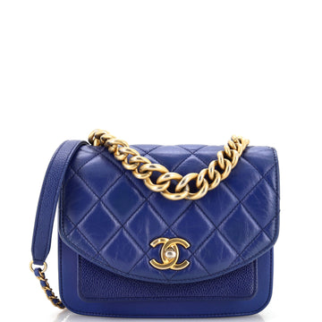 Chanel Chain Handle Flap Bag Quilted Calfskin with Caviar Mini
