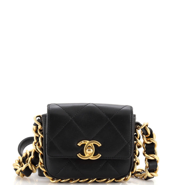 Framing Chain Flap Bag Quilted Calfskin Mini