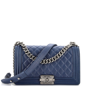 Chanel Boy Flap Bag Quilted Caviar Old Medium