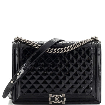Chanel Boy Flap Bag Quilted Patent Large