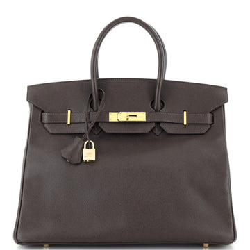 Hermes Birkin Handbag Brown Epsom with Gold Hardware 35