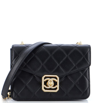 Chanel Crystal Geometric Frame CC Flap Bag Quilted Lambskin with Crystal Detail Small
