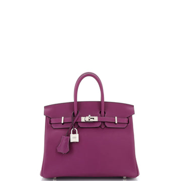 Hermes Birkin Handbag Purple Swift with Palladium Hardware 25