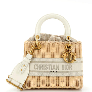 Christian Dior Lady Dior Bag Wicker and Oblique Canvas Medium