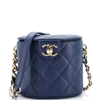 Chanel Resin Elegant Chain Tubular Vanity Case Quilted Lambskin Small